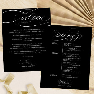 Wedding Weekend Welcome Itinerary Black