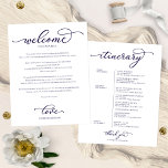Wedding Weekend Welcome Itinerary Chic Navy Blue<br><div class="desc">Wedding Weekend Welcome Itinerary Chic Navy Blue</div>