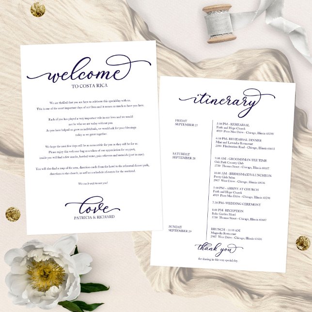 Wedding Weekend Welcome Itinerary Chic Script Invitation (Creator Uploaded)