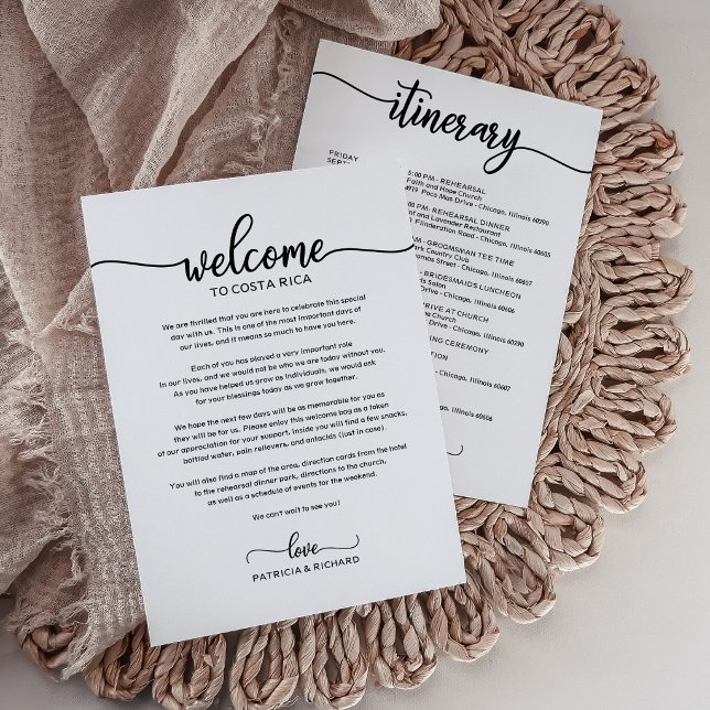 Wedding Weekend Welcome Itinerary Simple Chic (Creator Uploaded)