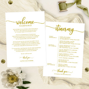 Wedding Weekend Welcome Itinerary Simple Gold