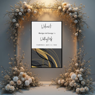 wedding welcome abstract black & frosted acrylic sign