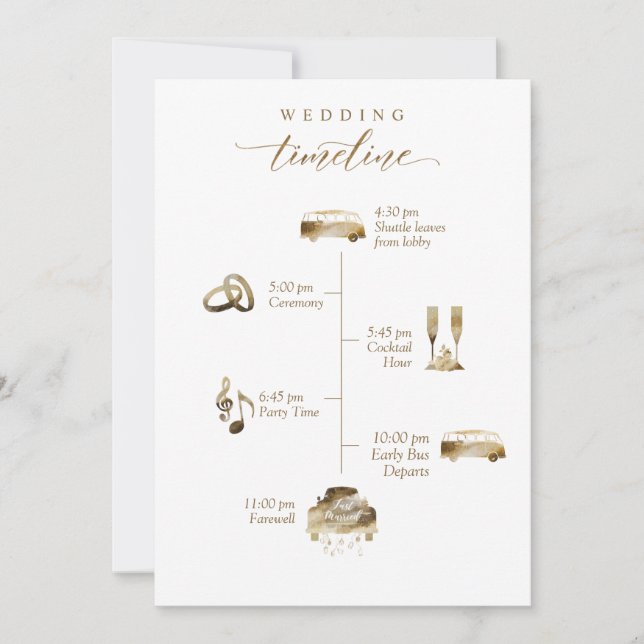 Wedding Welcome and Timeline Card With Shuttle (Front)