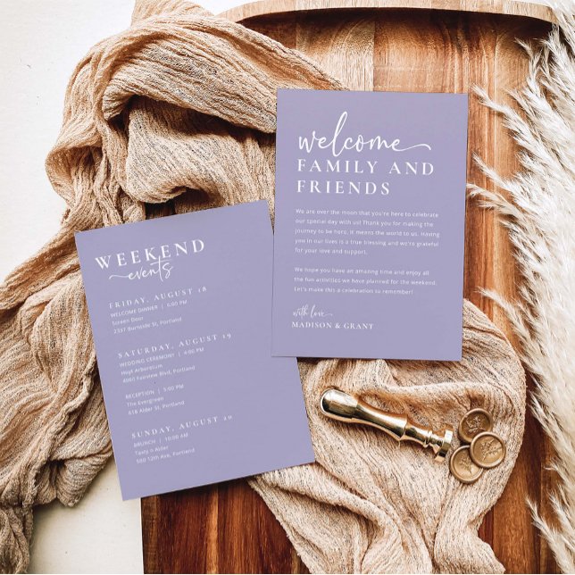 Wedding Welcome Bag Letter & Weekend Timeline Card (Creator Uploaded)