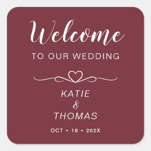 Wedding Welcome Bag Stickers Names & Date Wine