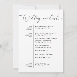 Wedding welcome bag. Weekend Weekend Timeline Invitation