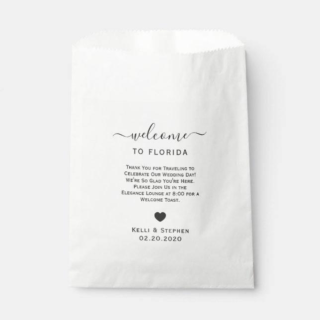 Wedding Welcome Bags for Cookies & Treats at Hotel (Front)