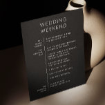 Wedding Welcome. Black Weekend Itinerary Timeline Invitation<br><div class="desc">Welcome your guests in style with this black wedding weekend itinerary card, featuring a sleek timeline design that’s as practical as it is beautiful. Lay out the entire celebration - from the welcome dinner to the farewell brunch - so friends and family know exactly where to be and when. Perfect...</div>