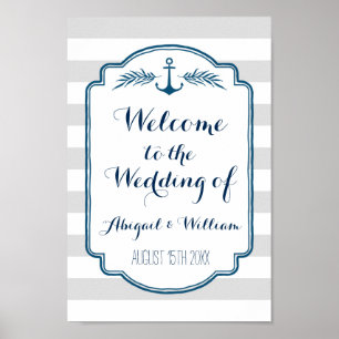 Wedding Welcome Custom Sign Nautical Stripes