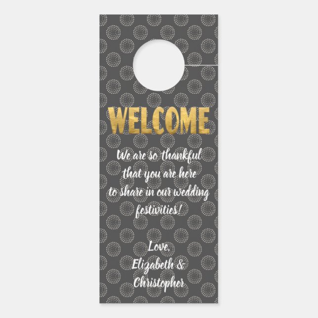 Wedding Welcome Do Not Disturb Gold Grey White Door Hanger (Back)
