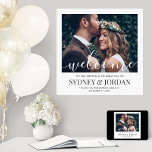 Wedding Welcome Elegant Calligraphy Square Photo Poster<br><div class="desc">Welcome wedding guests to your ceremony or reception with an elegant custom photo 24"x24" square poster. Picture and all text are simple to personalize. (IMAGE PLACEMENT TIP: An easy way to centre a photo exactly how you want is to crop it before uploading to the Zazzle website.) The modern minimalist...</div>