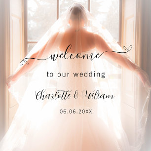 Wedding welcome elegant script minimalist window cling