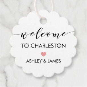 Wedding Welcome Gift Tags for Hotel Guests, Pink