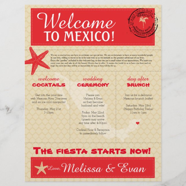 Wedding Welcome Letter for Mexico (Front)