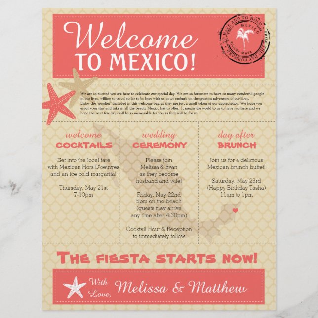 Wedding Welcome Letter for Mexico (Front)