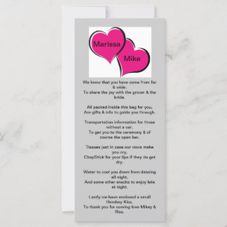 Wedding Welcome Note Card