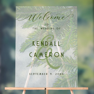 Wedding Welcome Palm Tree Background Acrylic Sign