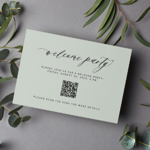 Wedding welcome party QR code sage green  Enclosure Card