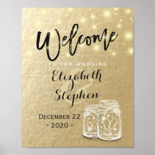 Wedding Welcome Reception Mason Jar String Lights Poster