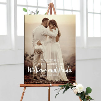 Wedding welcome sign board with photo