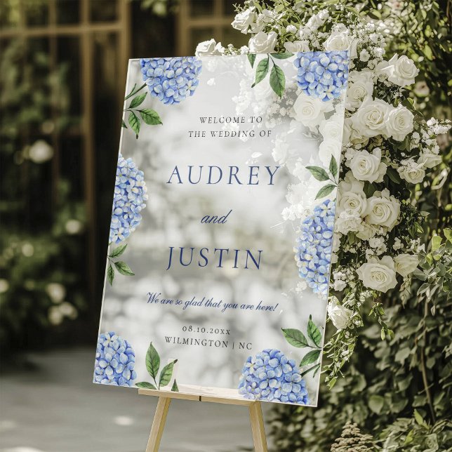 Wedding Welcome Sign, Classic Blue Hydrangea (Créateur téléchargé)