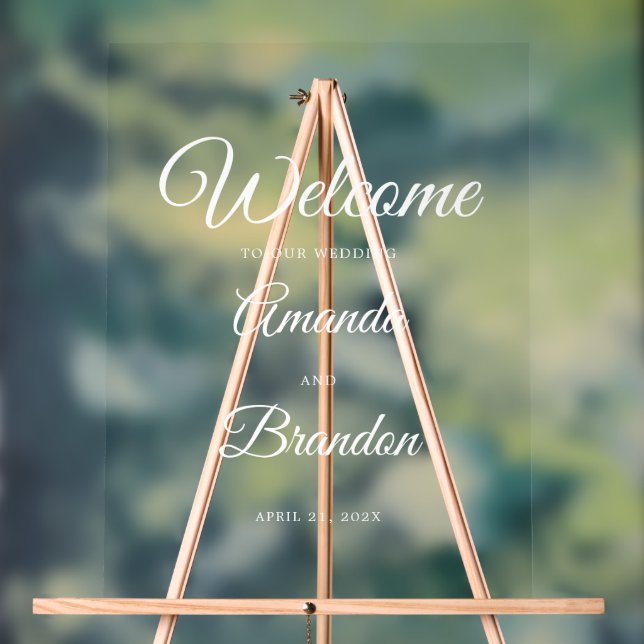 Wedding Welcome Sign Clear Acrylic Sign (Neutral)