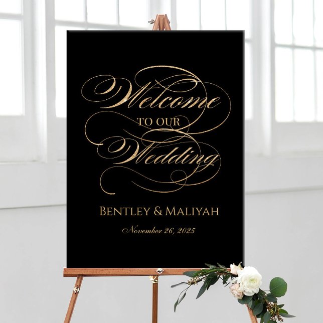 Wedding welcome sign elegant gold calligraphy (Creator Uploaded)