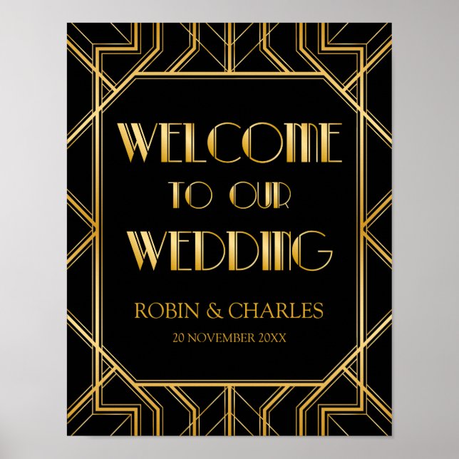 Wedding Welcome Sign | Gatsby Art Deco (Front)
