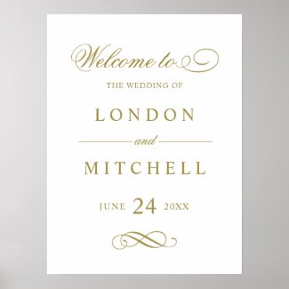Wedding Welcome Sign | Gold Classic Elegance