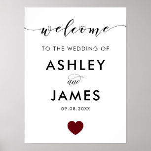 Wedding Welcome Sign, Greeting Sign, Burgundy Poster