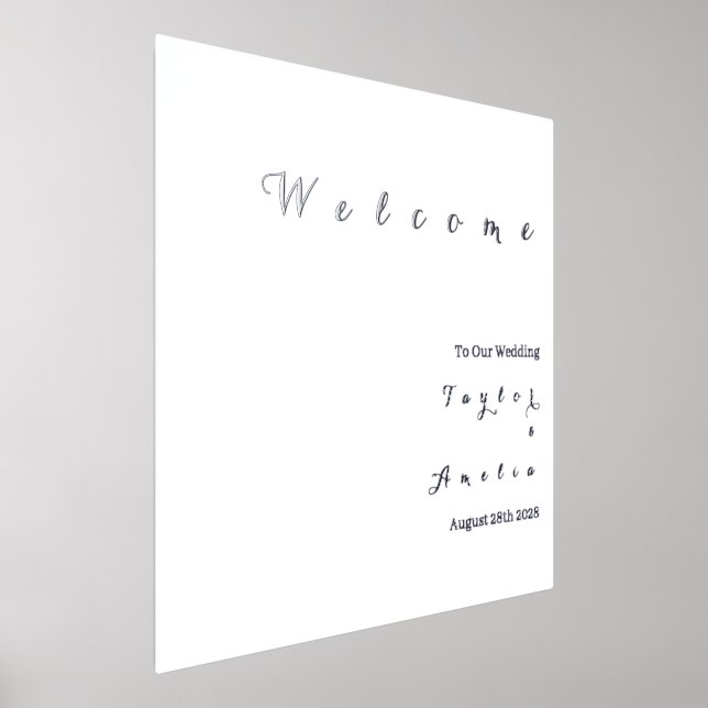 Wedding Welcome Sign Minimal Real Silver Foil (Laydown)