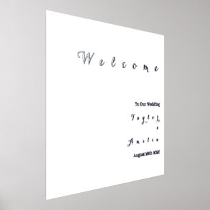 Wedding Welcome Sign Minimal Real Silver Foil