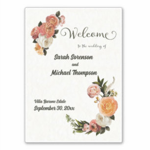 Wedding Welcome Sign Personalized Floral