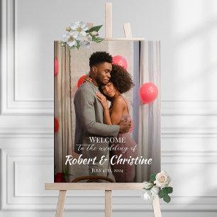 Wedding welcome sign poster with photo
