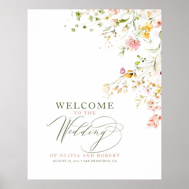 Wedding Welcome Sign Summer Wildflowers (Front)