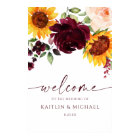 Wedding Welcome Sign Sunflowers Burgundy Rose