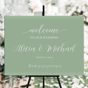 Wedding welcome sign with mint green