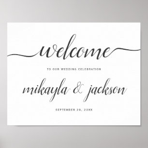 Wedding Welcome Sign with Modern Black Script