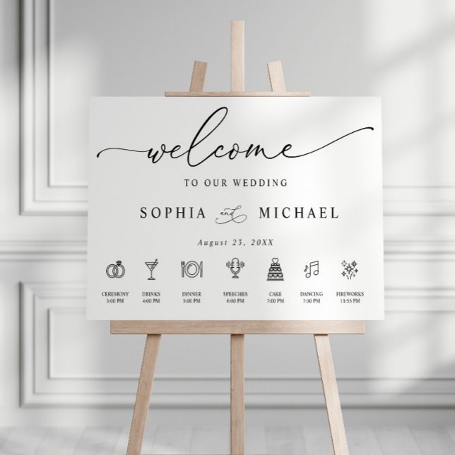 Wedding Welcome Sign With Timeline Minimalist (Creator Uploaded)