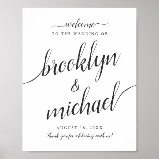 Wedding Welcome Sign with Trendy Calligraphy