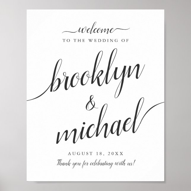 Wedding Welcome Sign with Trendy Calligraphy (Front)