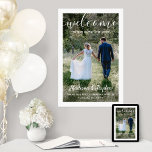 Wedding Welcome Simple Modern White Script Photo Poster<br><div class="desc">Welcome wedding guests to your ceremony or reception with an elegant custom photo 24"x36" poster. Picture and all text are simple to personalize. (IMAGE PLACEMENT TIP: An easy way to centre a photo exactly how you want is to crop it before uploading to the Zazzle website.) The modern minimalist black...</div>