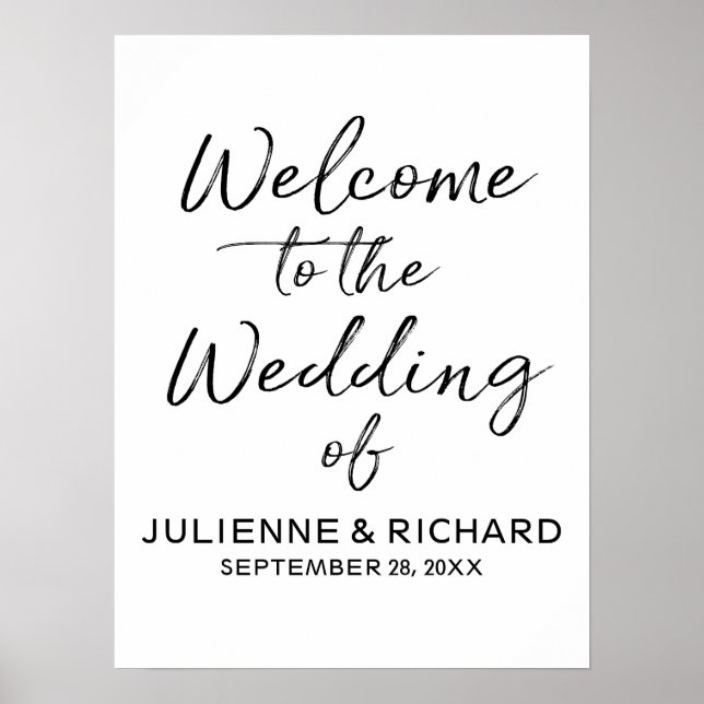 Wedding Welcome Stylish Lettered Sign (Front)
