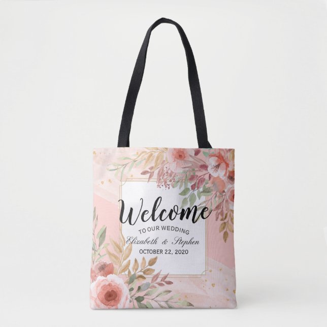 Wedding Welcome Thank You Gift Bag Elegant Flowers (Front)
