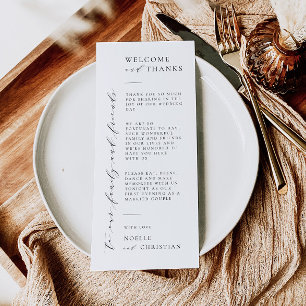 Wedding Welcome & Thanks Minimal Table Place Card