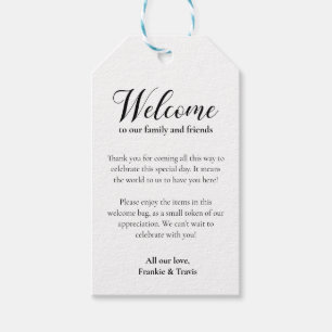 Wedding Welcome To Accomodation Gift Bag Basket Tags