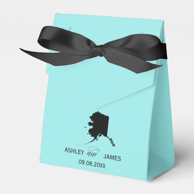 Wedding Welcome to Alaska Favour Box, State Map Favor Box (Front Side)
