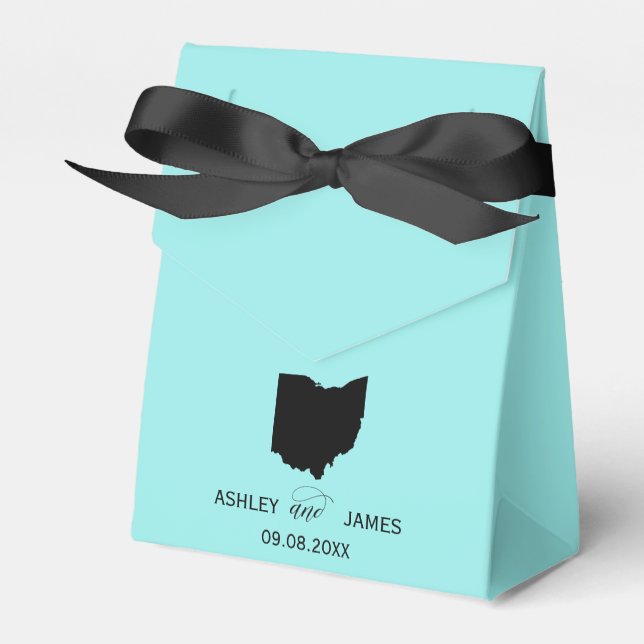 Wedding Welcome to Ohio Favour Box, State Map Favor Box (Front Side)