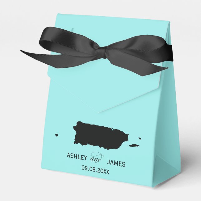 Wedding Welcome to Puerto Rico Map Favour Box (Front Side)