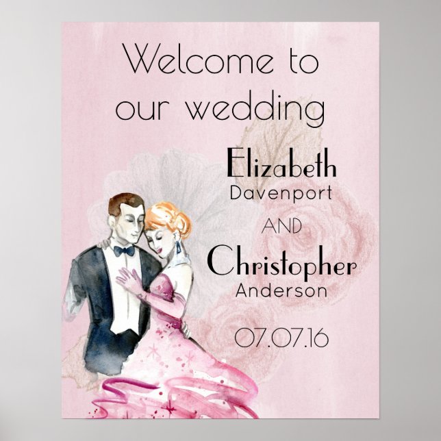Wedding Welcome Vintage Wedding Couple Poster (Front)